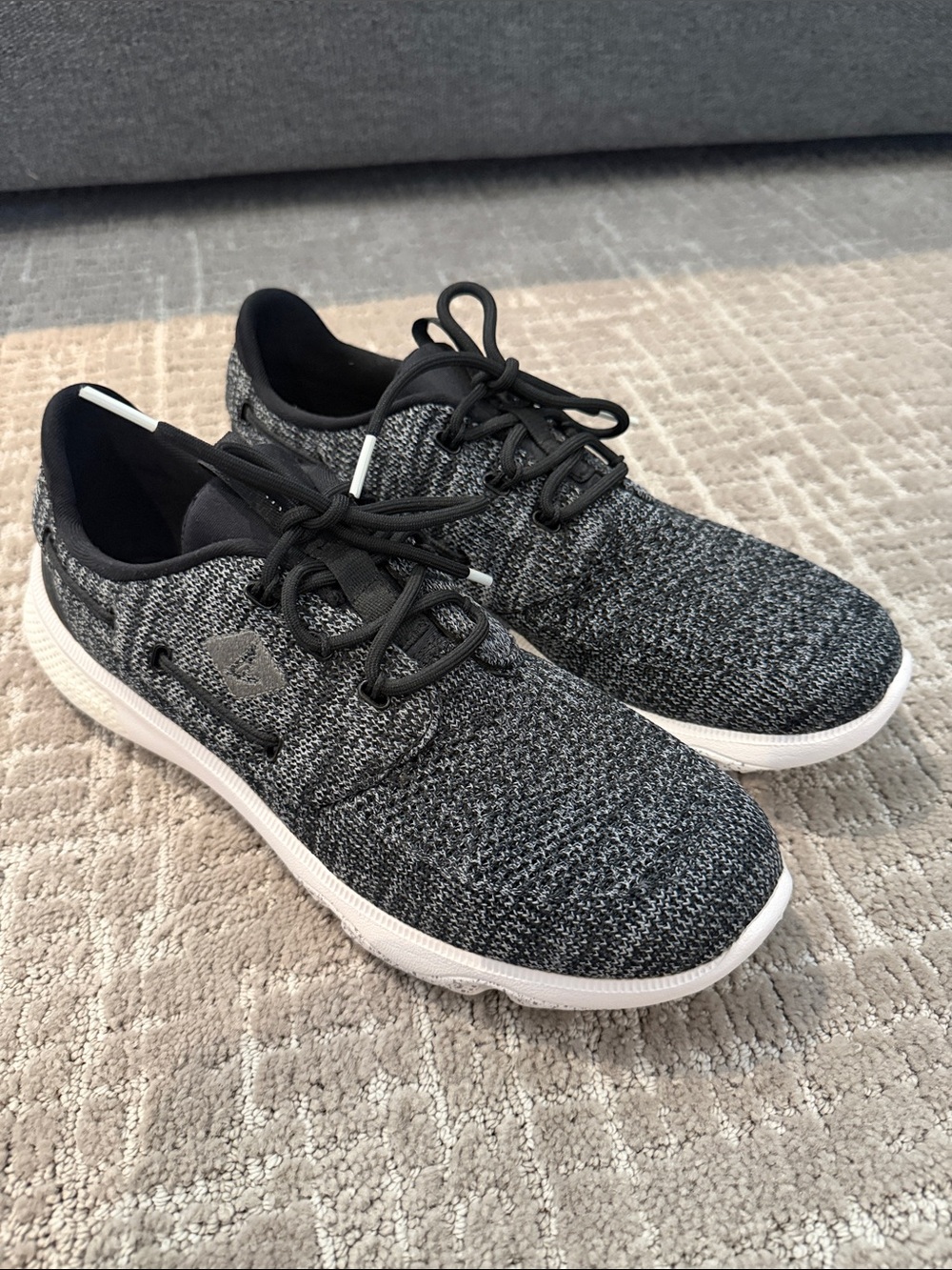 Sperry Men's Black Knit Sneaker with White Sole